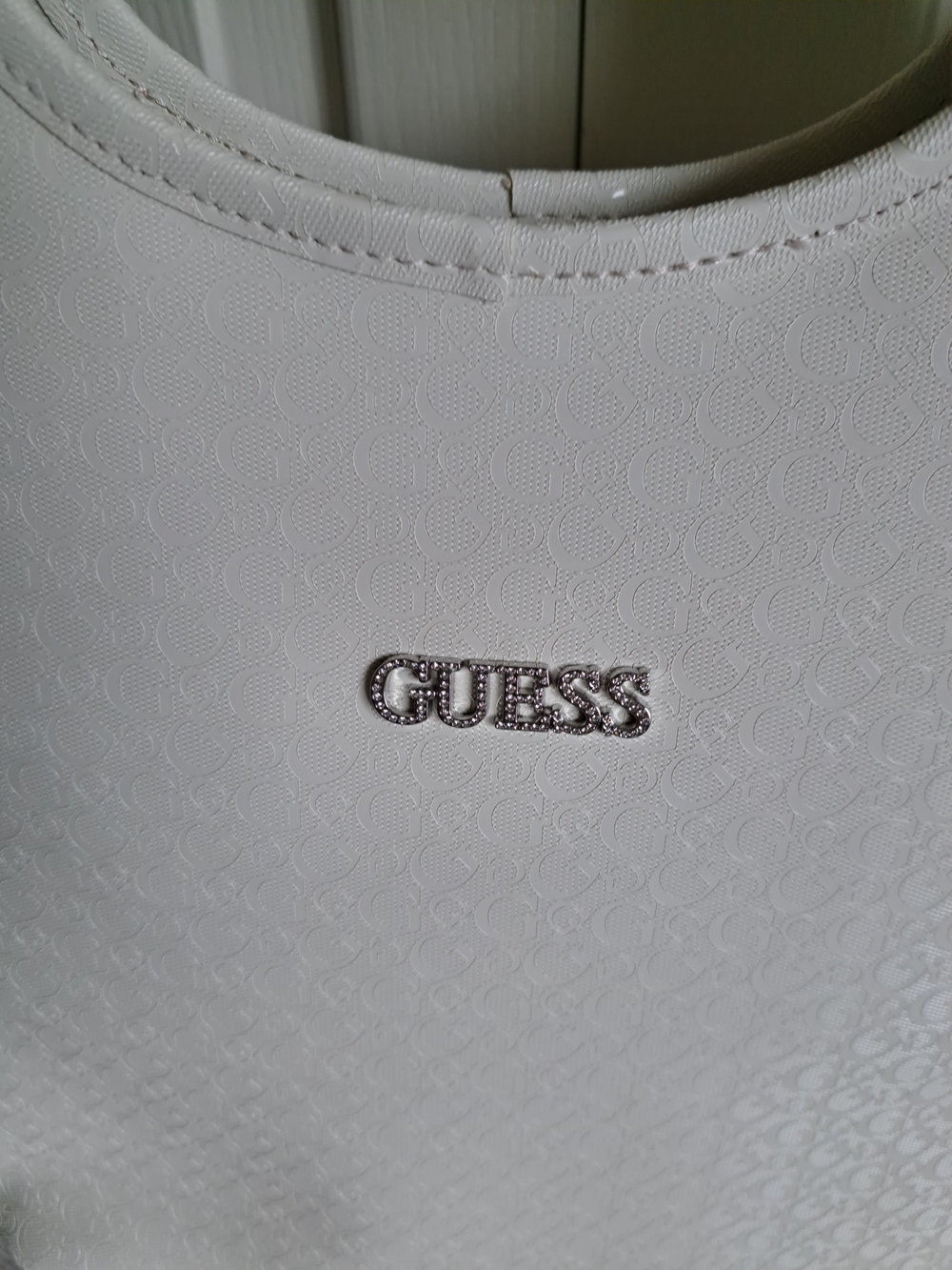 Guess White Patent Tote with Cutout Handles - Picture 3 of 5